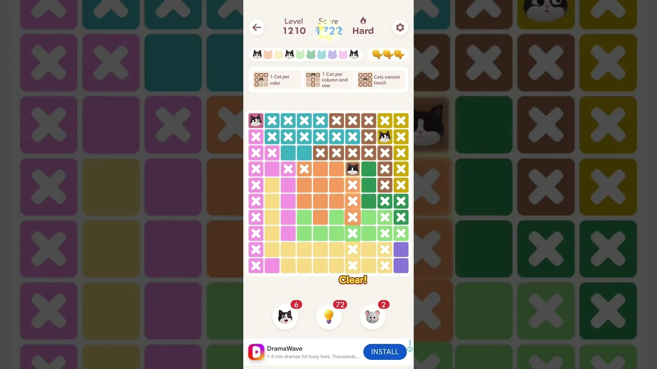 Meowdoku Level 1210 board layout