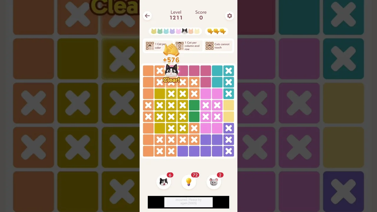 Meowdoku Level 1211 board layout
