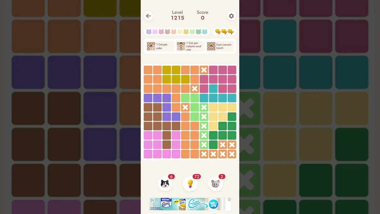 Meowdoku Level 1215 board layout
