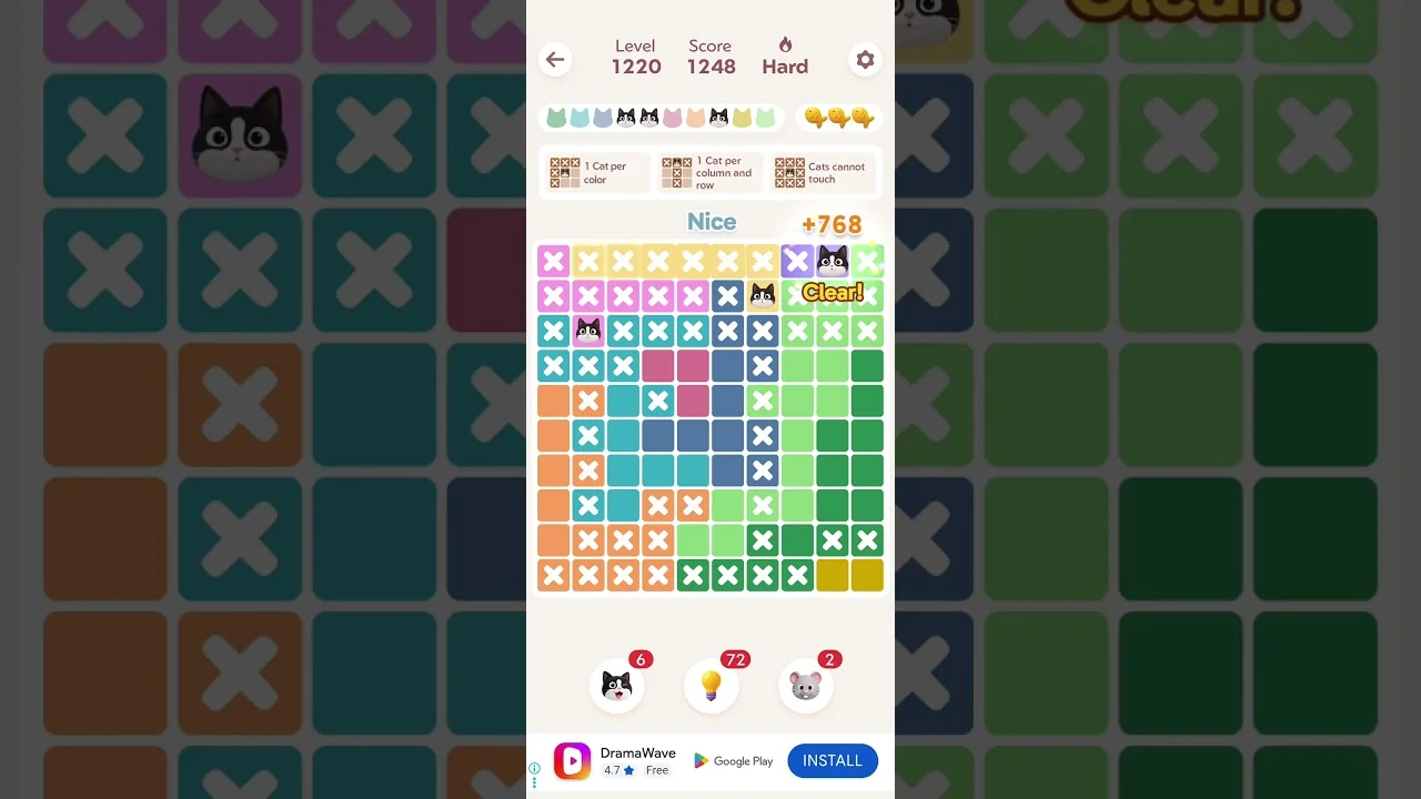 Meowdoku Level 1220 board layout