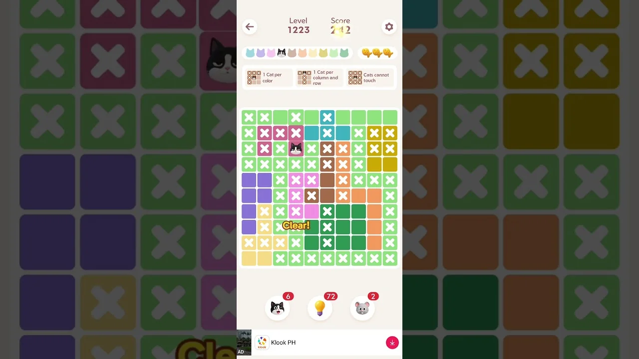 Meowdoku Level 1223 board layout