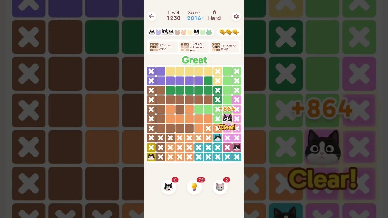 Meowdoku Level 1230 board layout