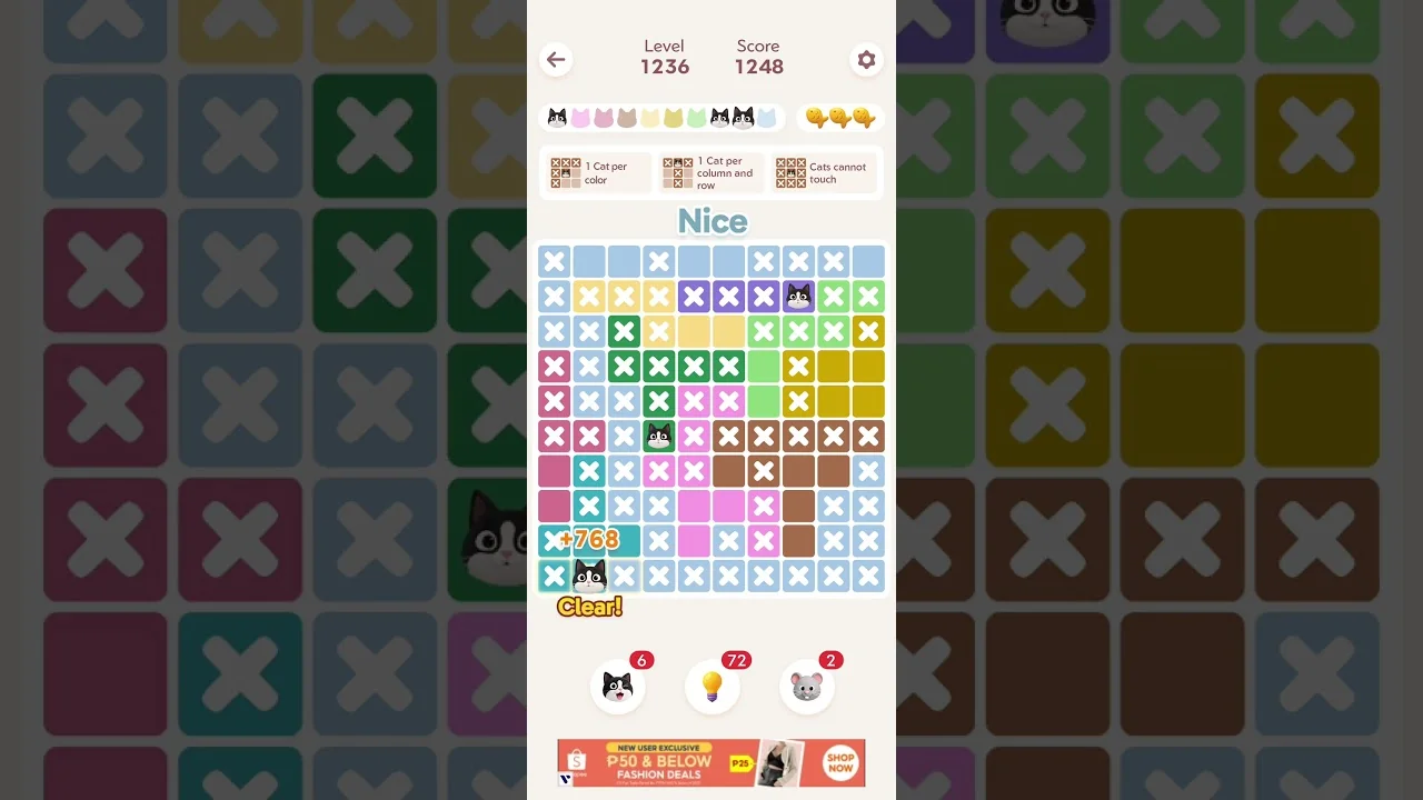 Meowdoku Level 1236 board layout