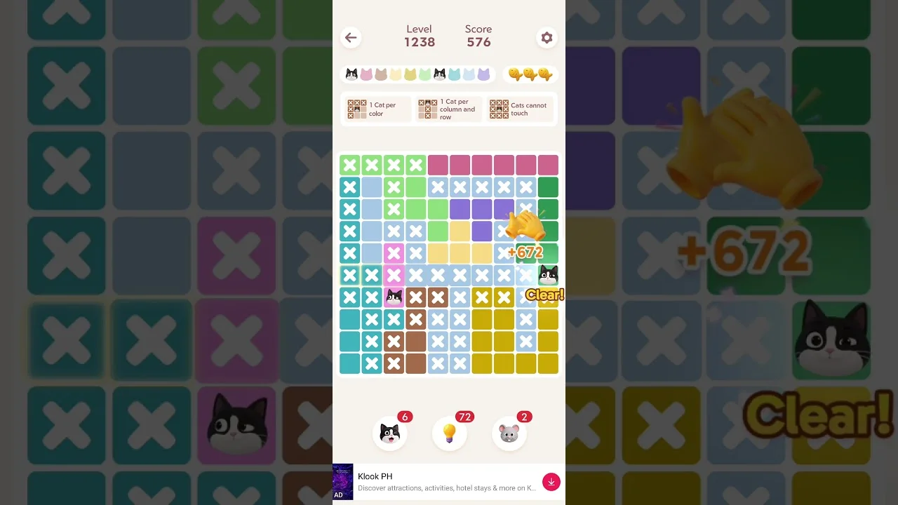 Meowdoku Level 1238 board layout
