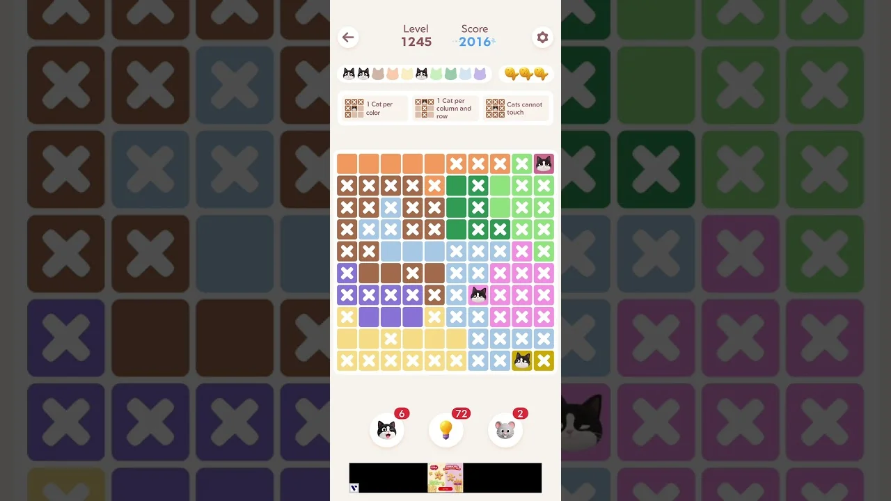 Meowdoku Level 1245 board layout
