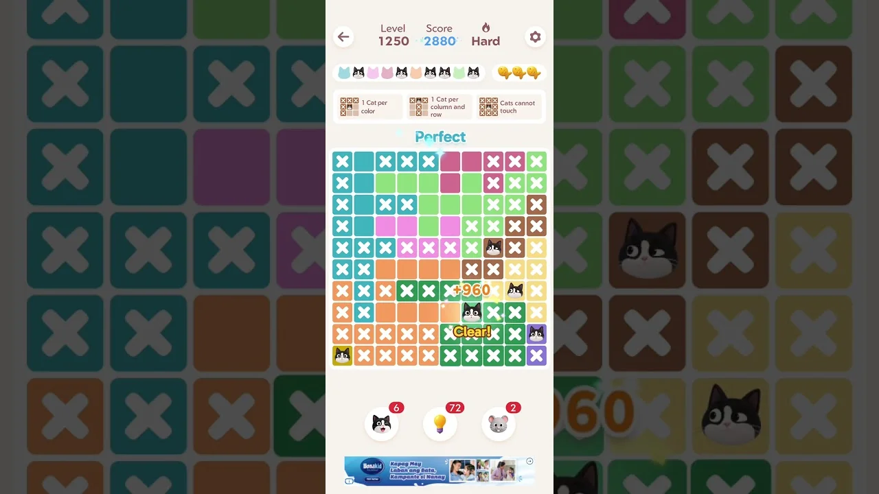 Meowdoku Level 1250 board layout