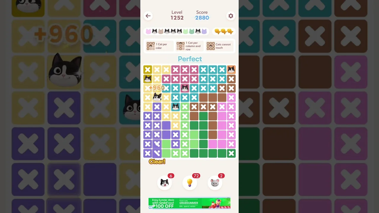Meowdoku Level 1252 board layout