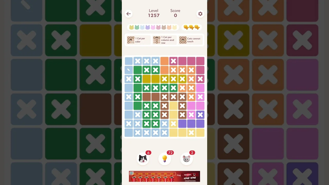 Meowdoku Level 1257 board layout