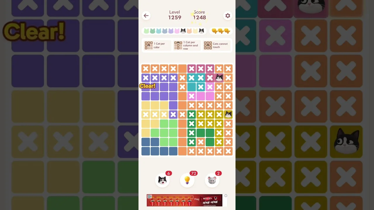 Meowdoku Level 1259 board layout