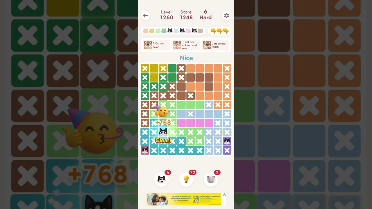 Meowdoku Level 1260 board layout