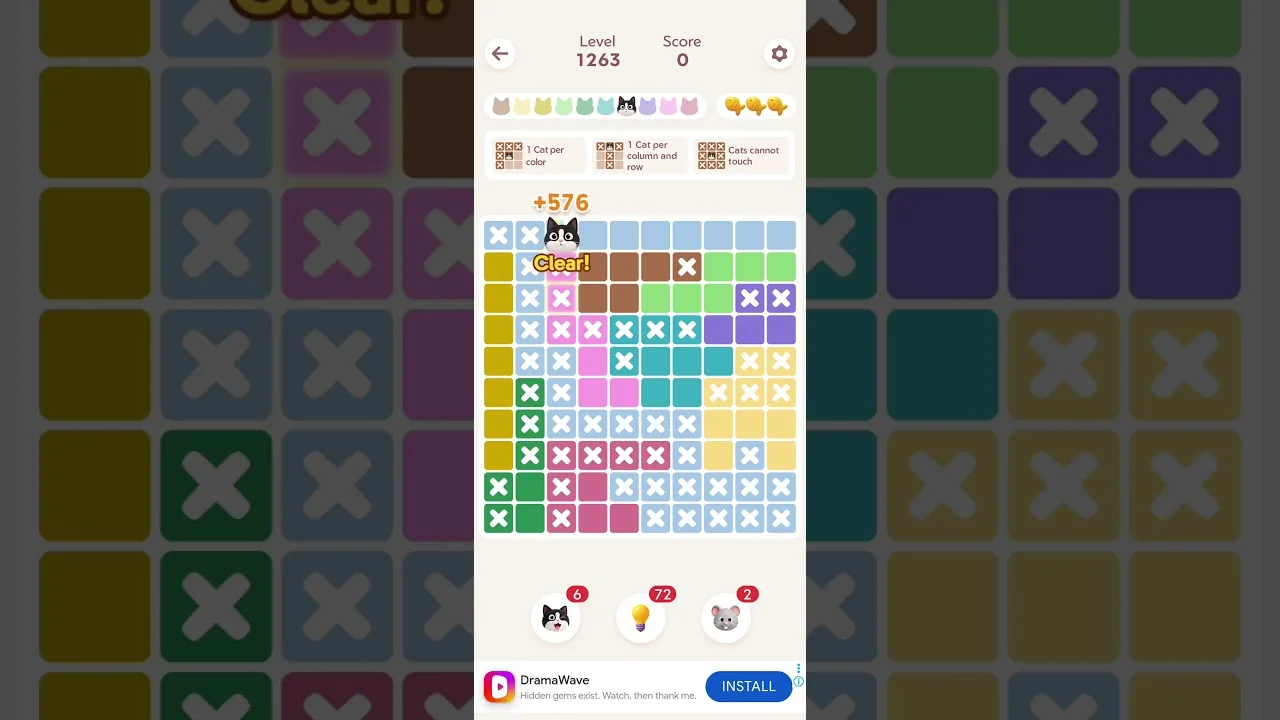 Meowdoku Level 1263 board layout