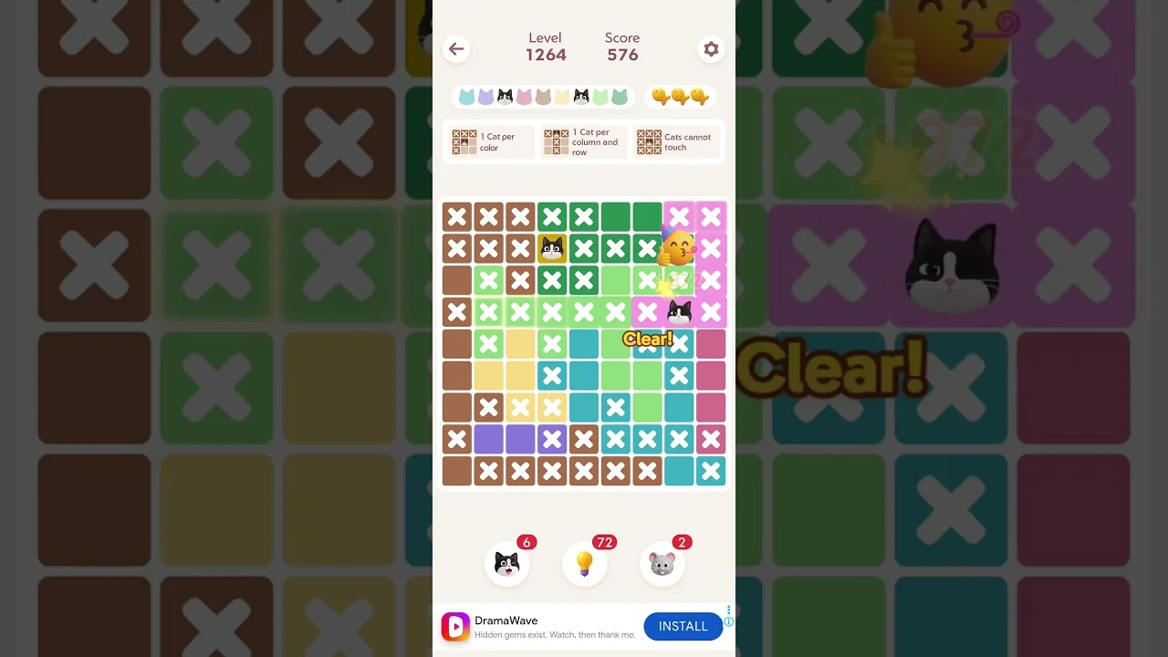 Meowdoku Level 1264 board layout