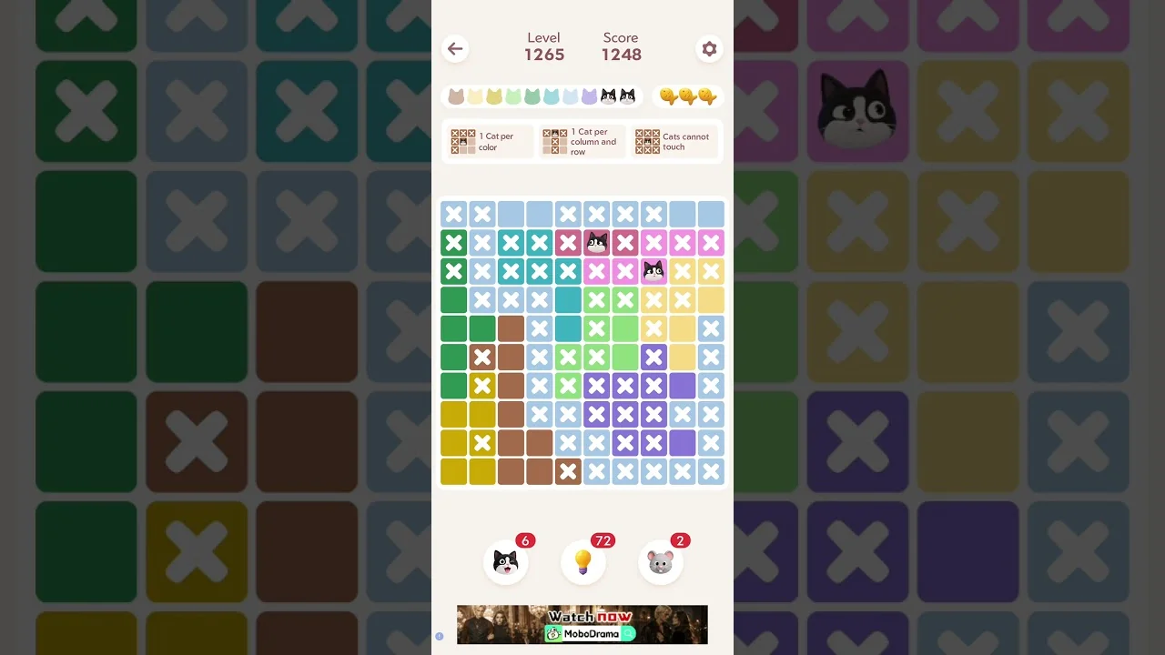 Meowdoku Level 1265 board layout