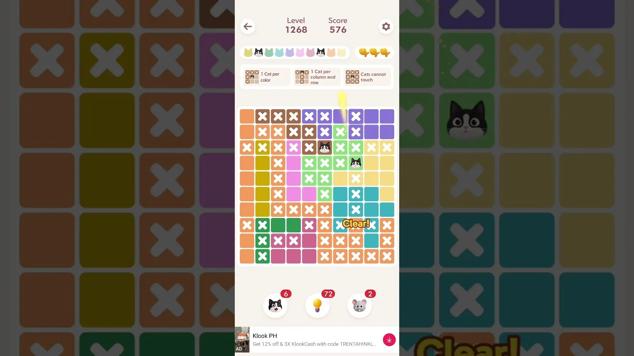 Meowdoku Level 1268 board layout