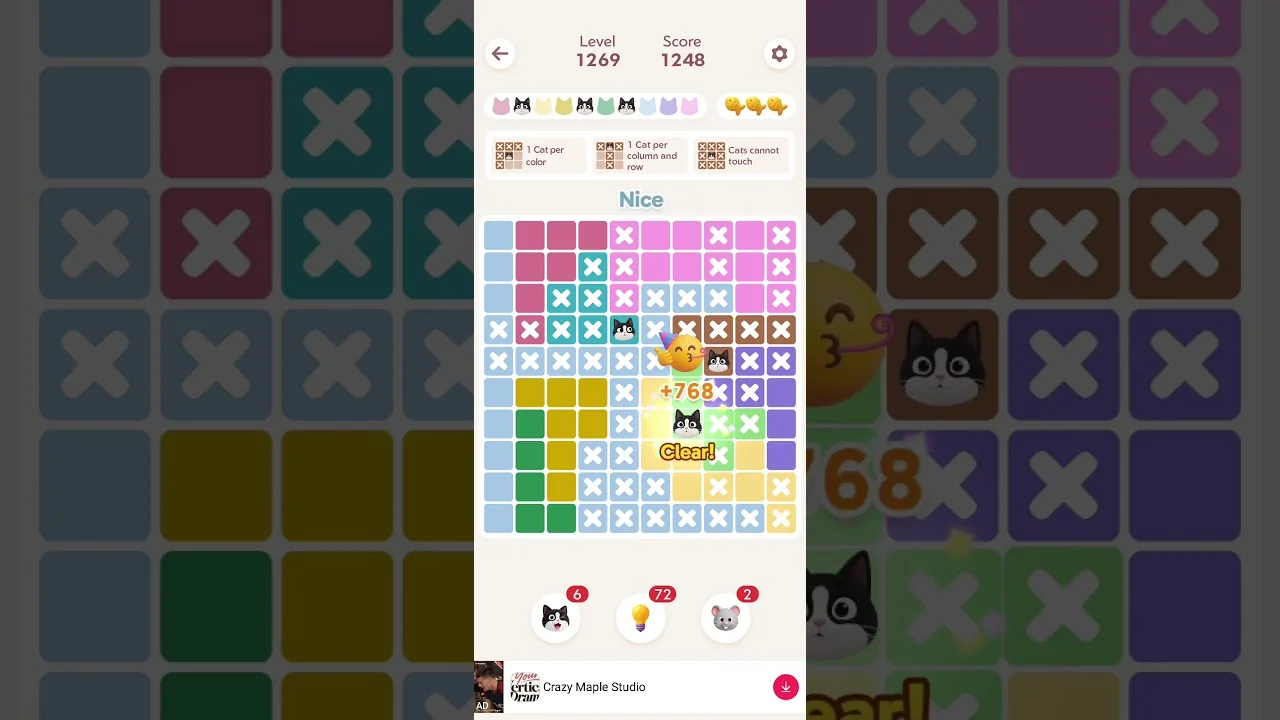 Meowdoku Level 1269 board layout