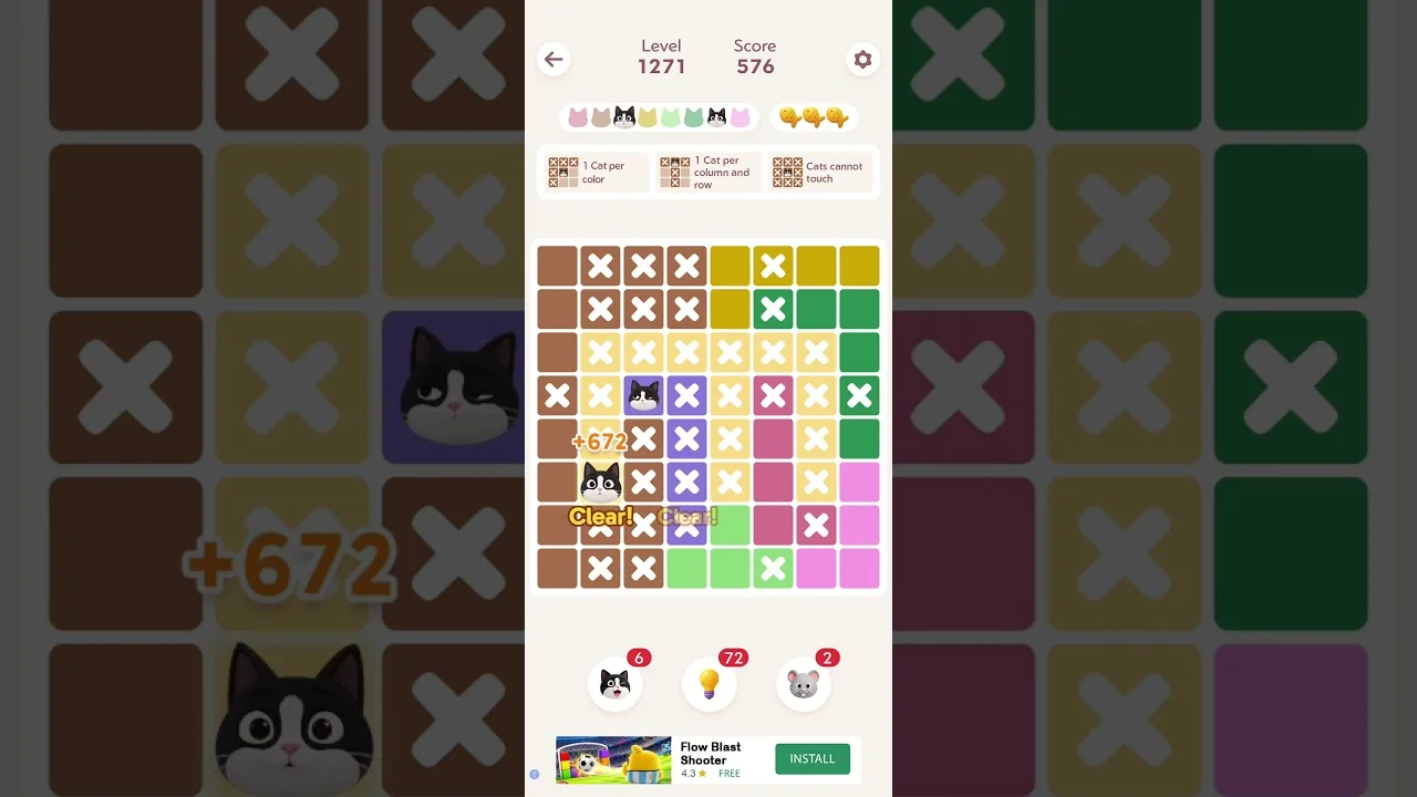 Meowdoku Level 1271 board layout