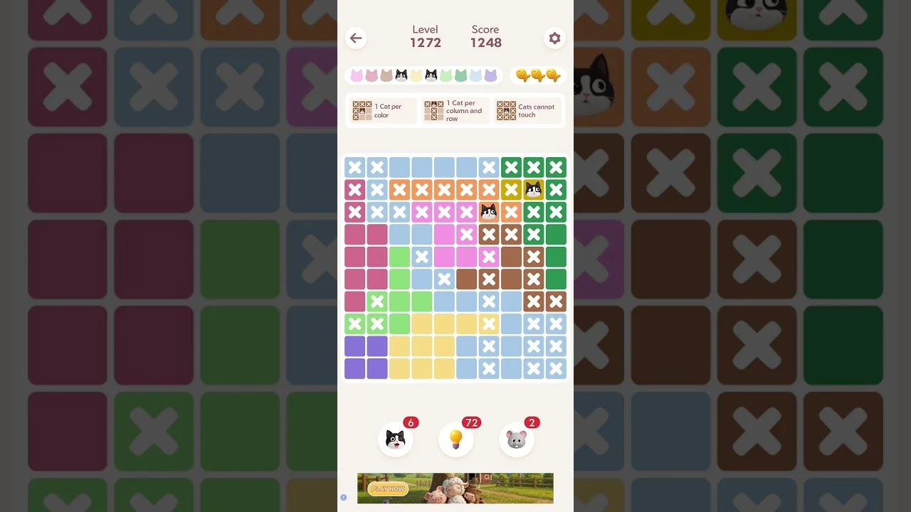 Meowdoku Level 1272 board layout
