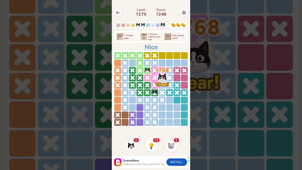 Meowdoku Level 1275 board layout