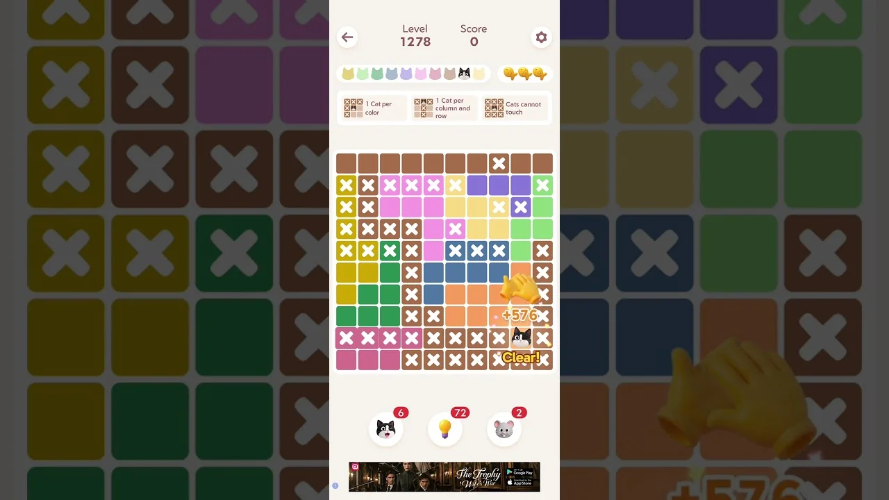 Meowdoku Level 1278 board layout