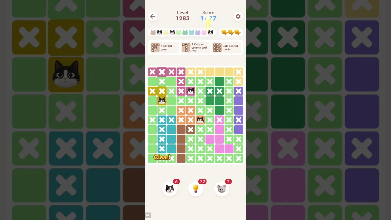 Meowdoku Level 1283 board layout
