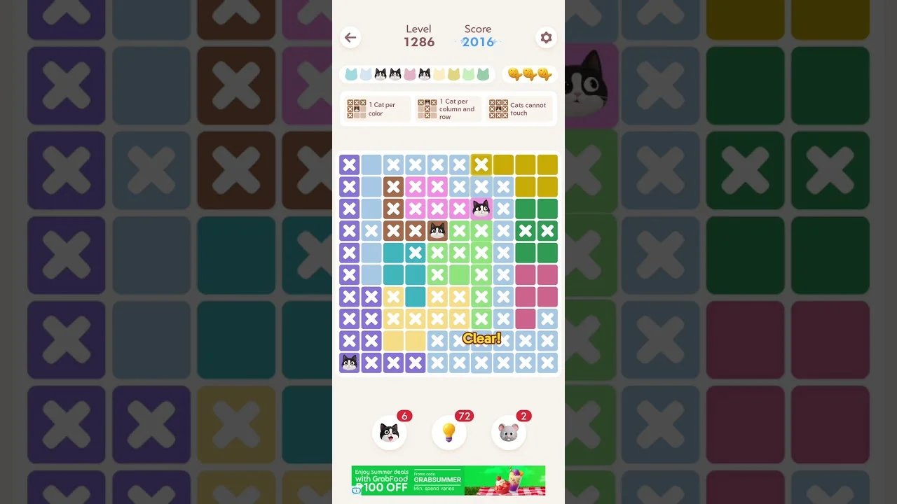 Meowdoku Level 1286 board layout
