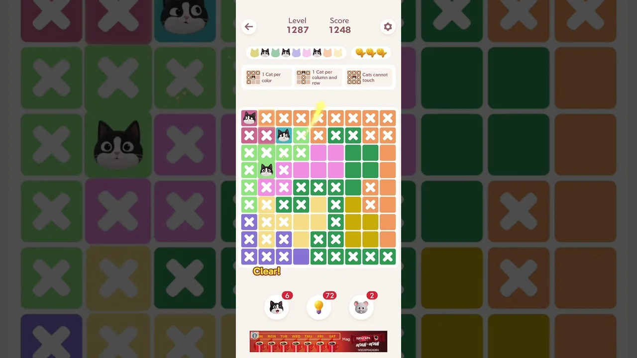 Meowdoku Level 1287 board layout