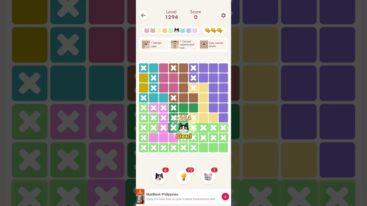 Meowdoku Level 1294 board layout