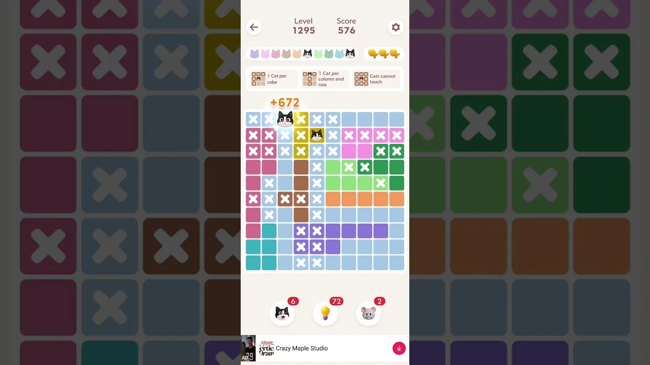 Meowdoku Level 1295 board layout