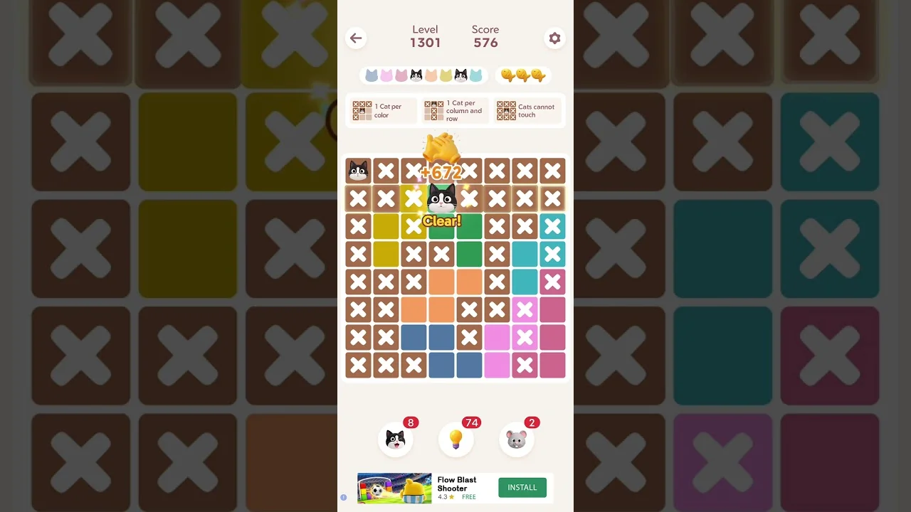 Meowdoku Level 1301 board layout