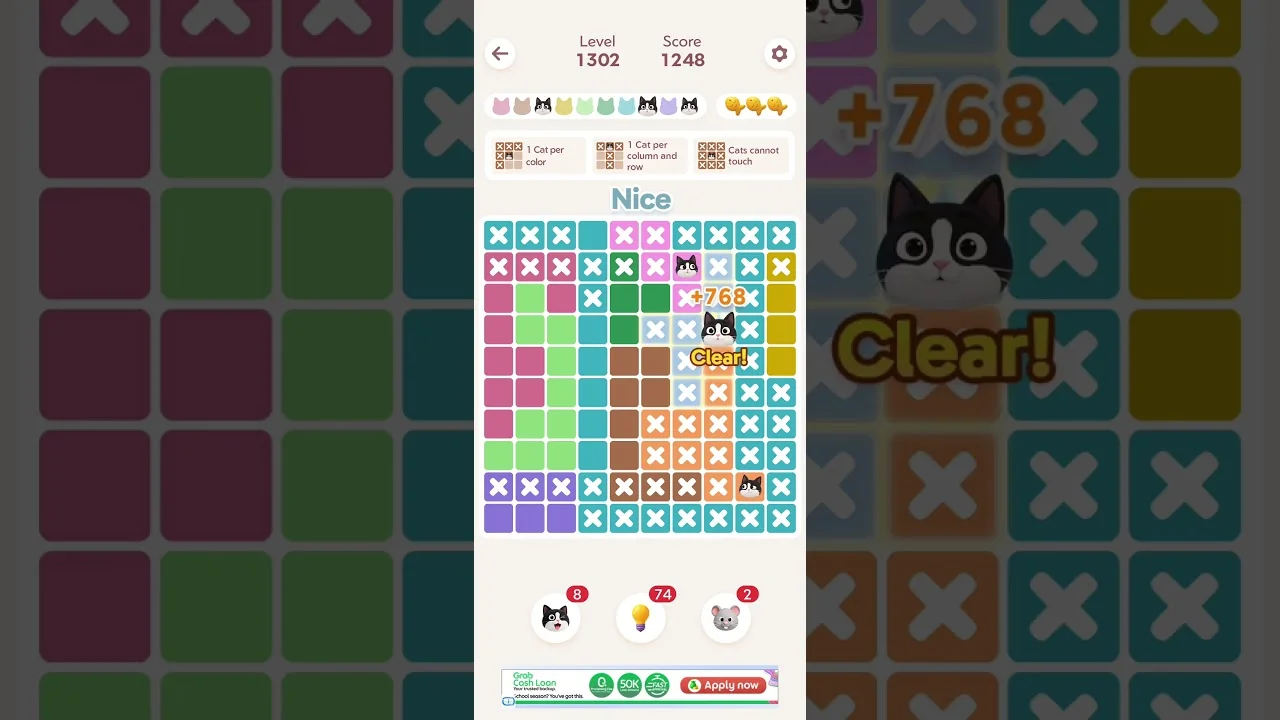 Meowdoku Level 1302 board layout