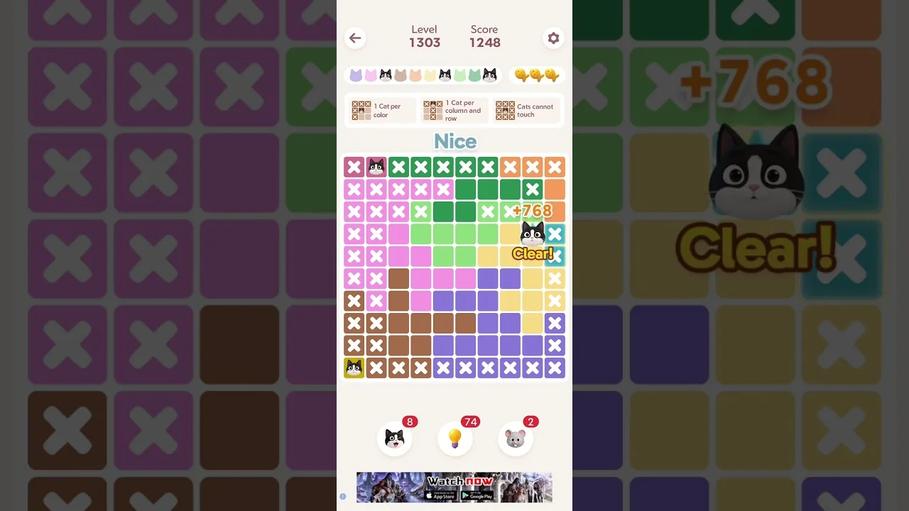 Meowdoku Level 1303 board layout