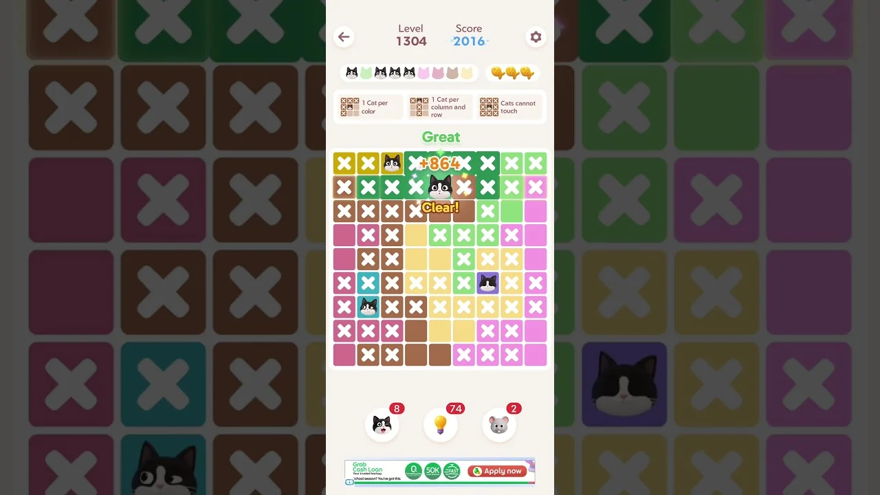 Meowdoku Level 1304 board layout