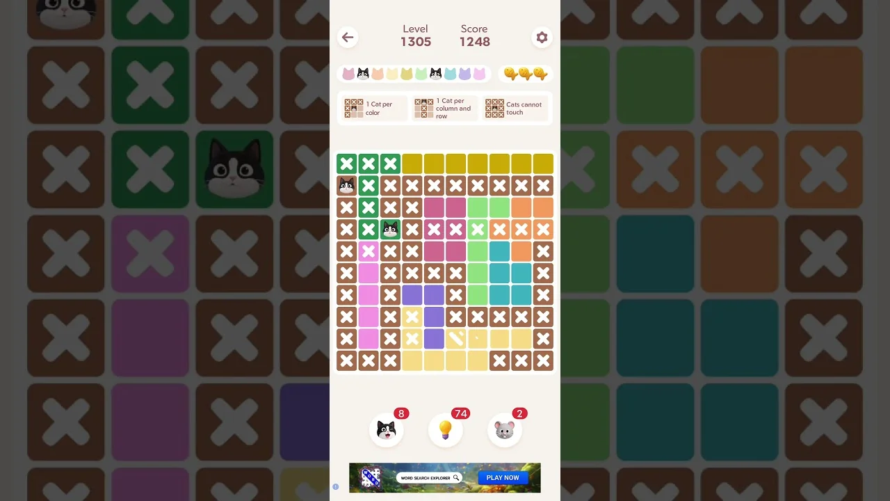Meowdoku Level 1305 board layout