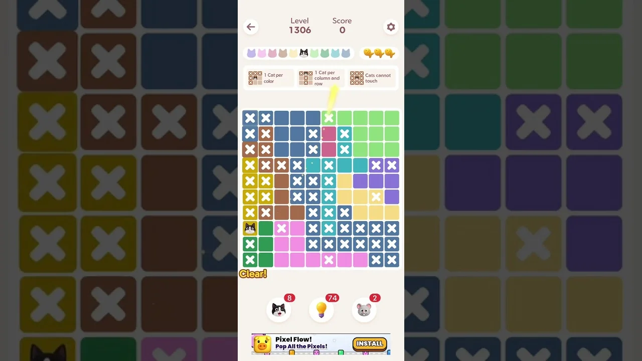Meowdoku Level 1306 board layout