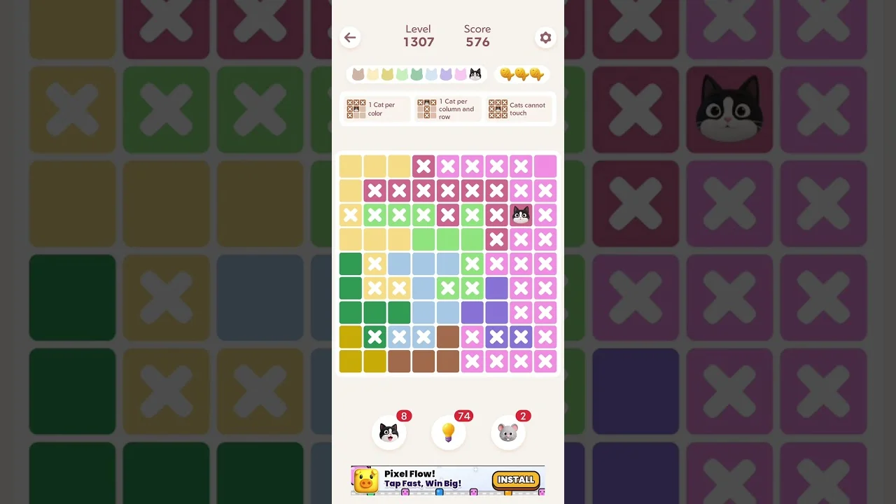 Meowdoku Level 1307 board layout