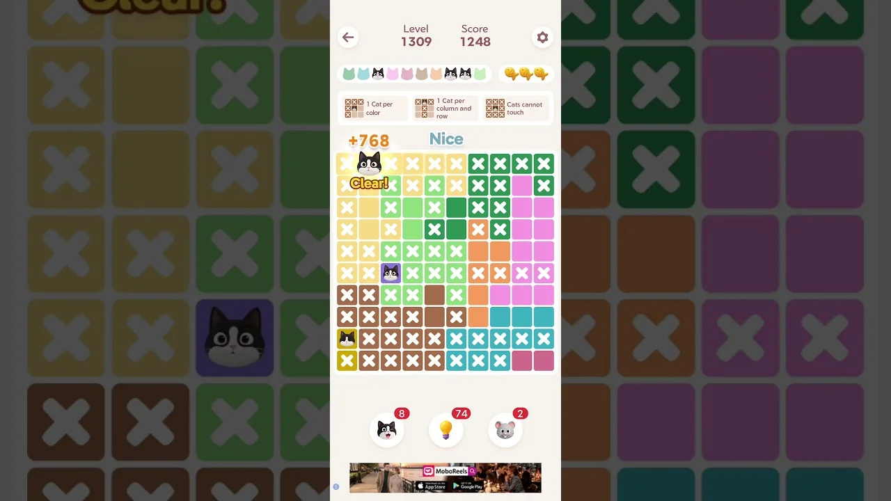 Meowdoku Level 1309 board layout