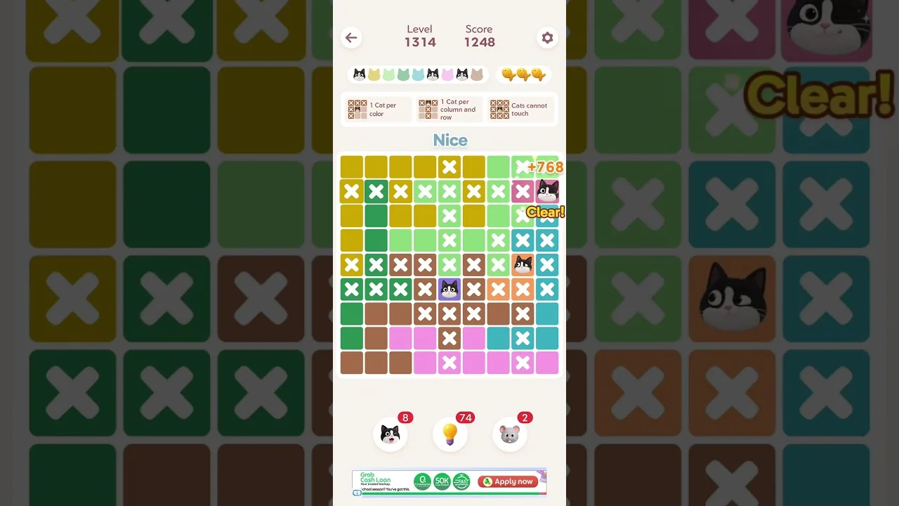 Meowdoku Level 1314 board layout