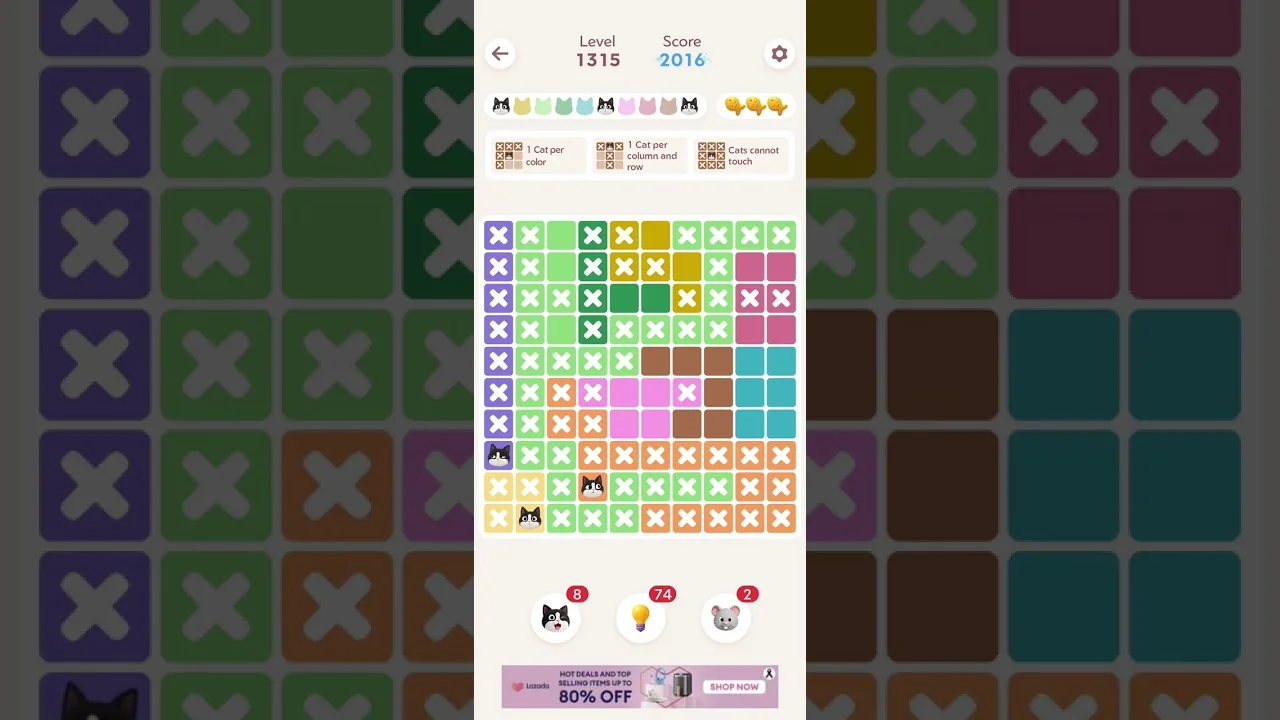 Meowdoku Level 1315 board layout
