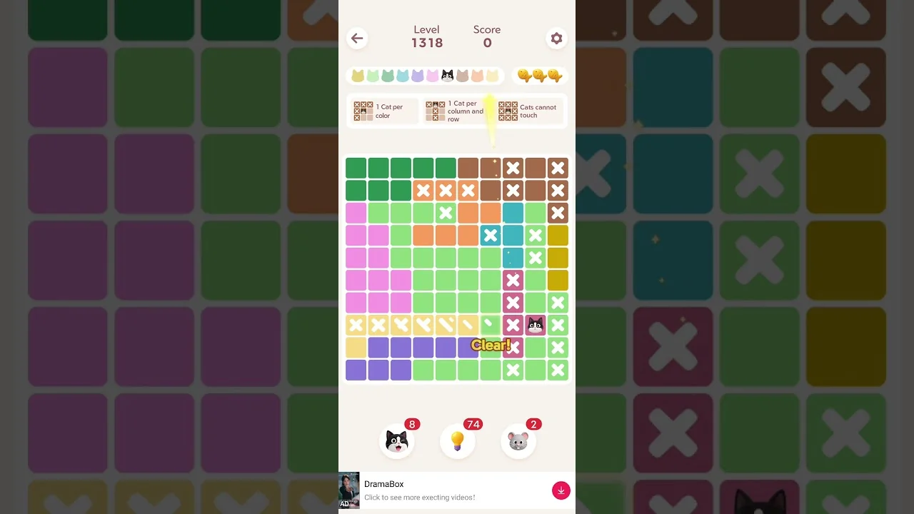 Meowdoku Level 1318 board layout