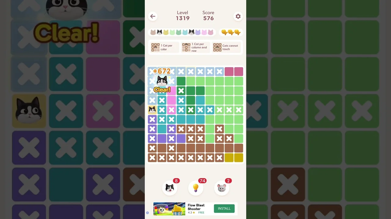 Meowdoku Level 1319 board layout