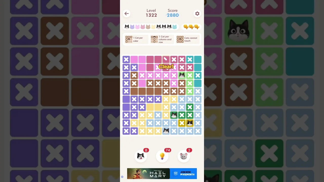 Meowdoku Level 1322 board layout