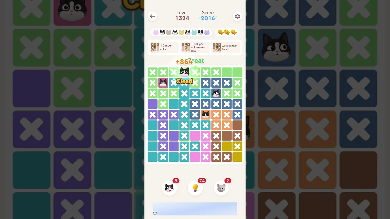Meowdoku Level 1324 board layout