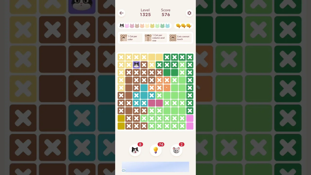 Meowdoku Level 1325 board layout