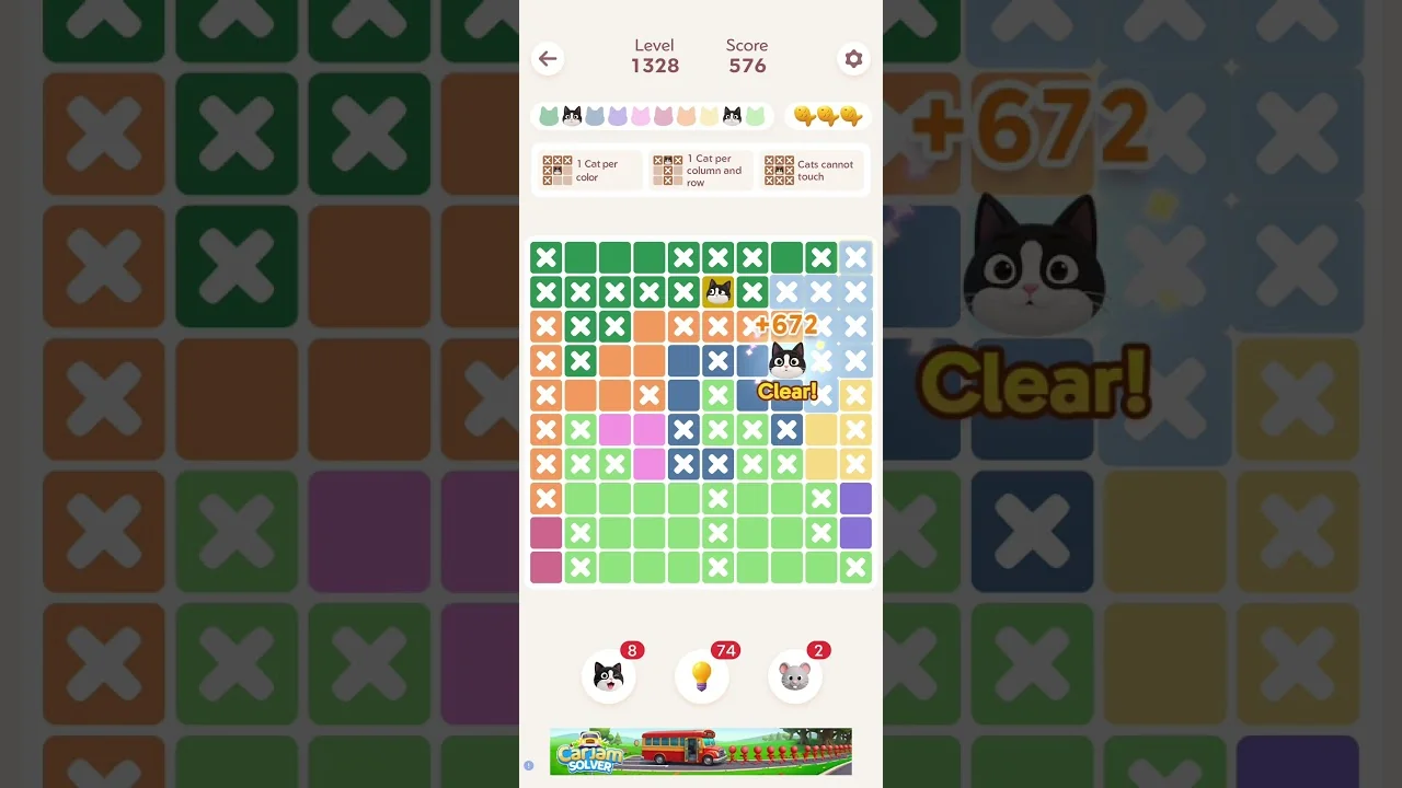 Meowdoku Level 1328 board layout