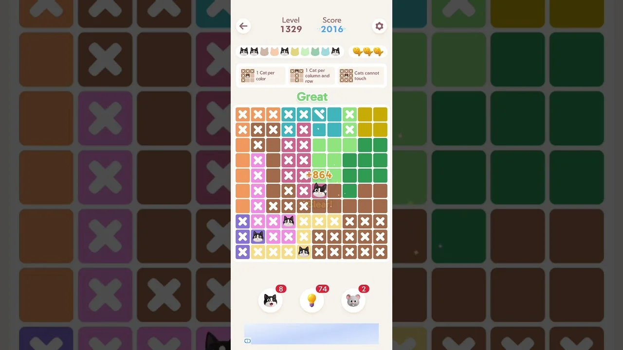 Meowdoku Level 1329 board layout