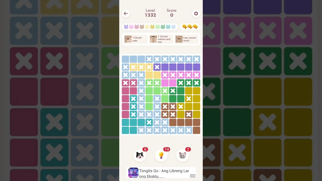 Meowdoku Level 1332 board layout