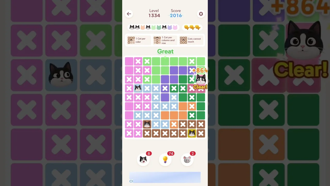 Meowdoku Level 1334 board layout