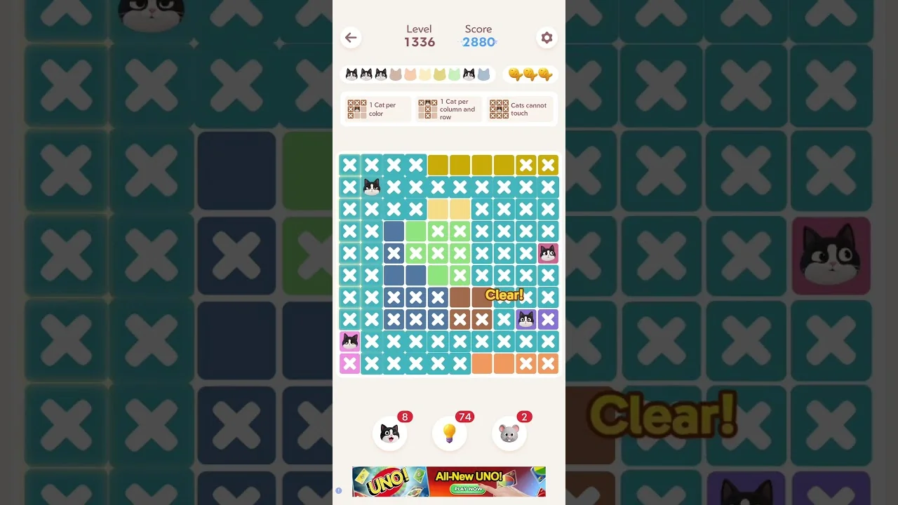Meowdoku Level 1336 board layout