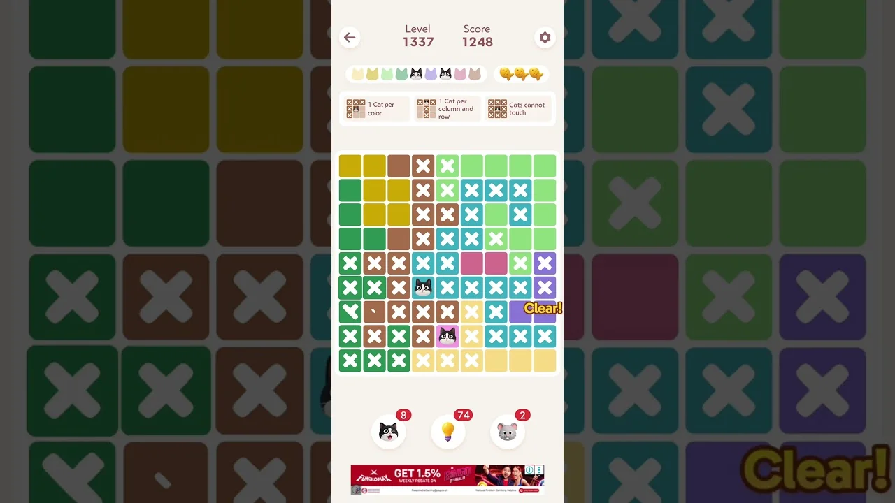 Meowdoku Level 1337 board layout