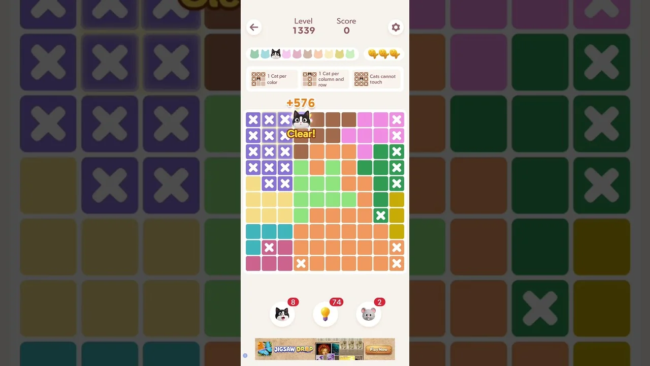 Meowdoku Level 1339 board layout
